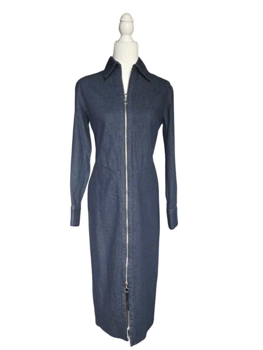 ZARA ZIPPERED DENIM DRESS SIZE M NWT